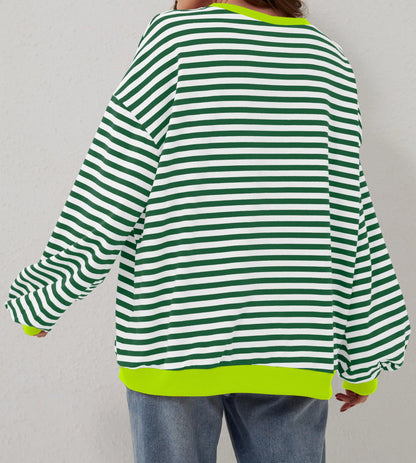 Women's Oversized Striped Long Sleeve Pullover (Buy 2 Free Shipping)