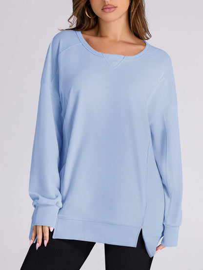 Women's High Low Side Slit Pullover Sweatshirt With Pockets (Buy 2 Free Shipping)