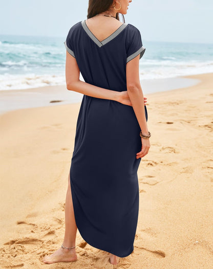 Women's V Neck Split Loose Long Dress (Buy 2 Free Shipping)