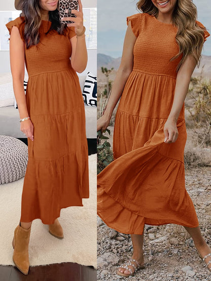 Women's Summer Casual Flutter Short Midi Dress