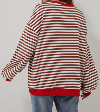 Women's Oversized Striped Long Sleeve Pullover (Buy 2 Free Shipping)