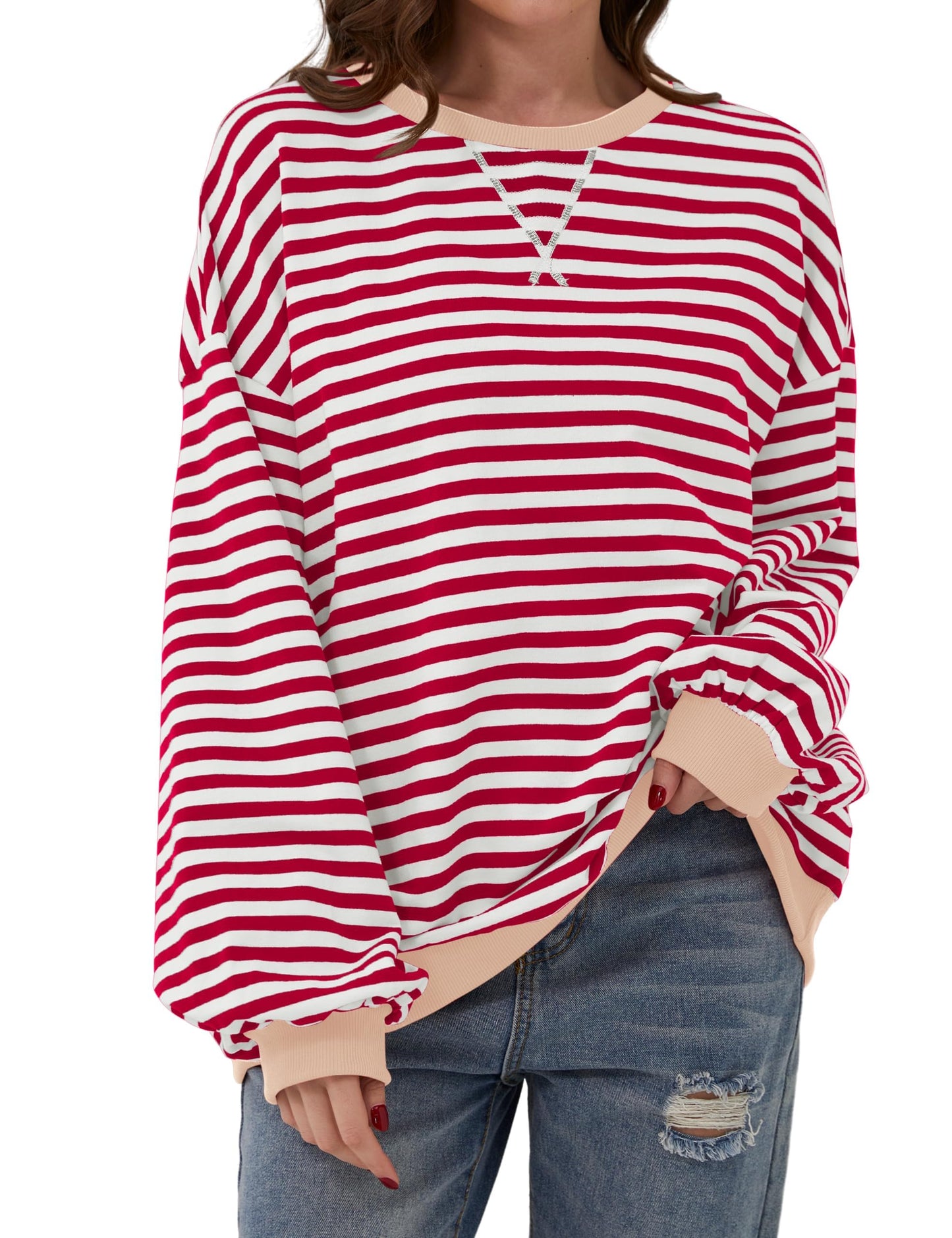 Women's Oversized Striped Long Sleeve Pullover (Buy 2 Free Shipping)