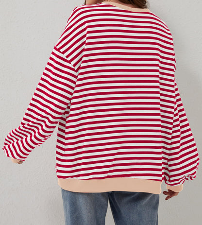 Women's Oversized Striped Long Sleeve Pullover (Buy 2 Free Shipping)