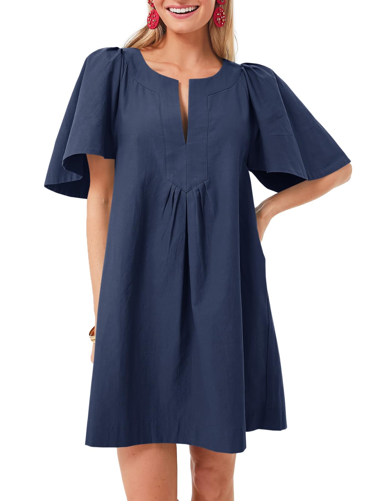 Women's Flutter Sleeve Loose Flowy Summer Dress (Buy 2 Free Shipping)