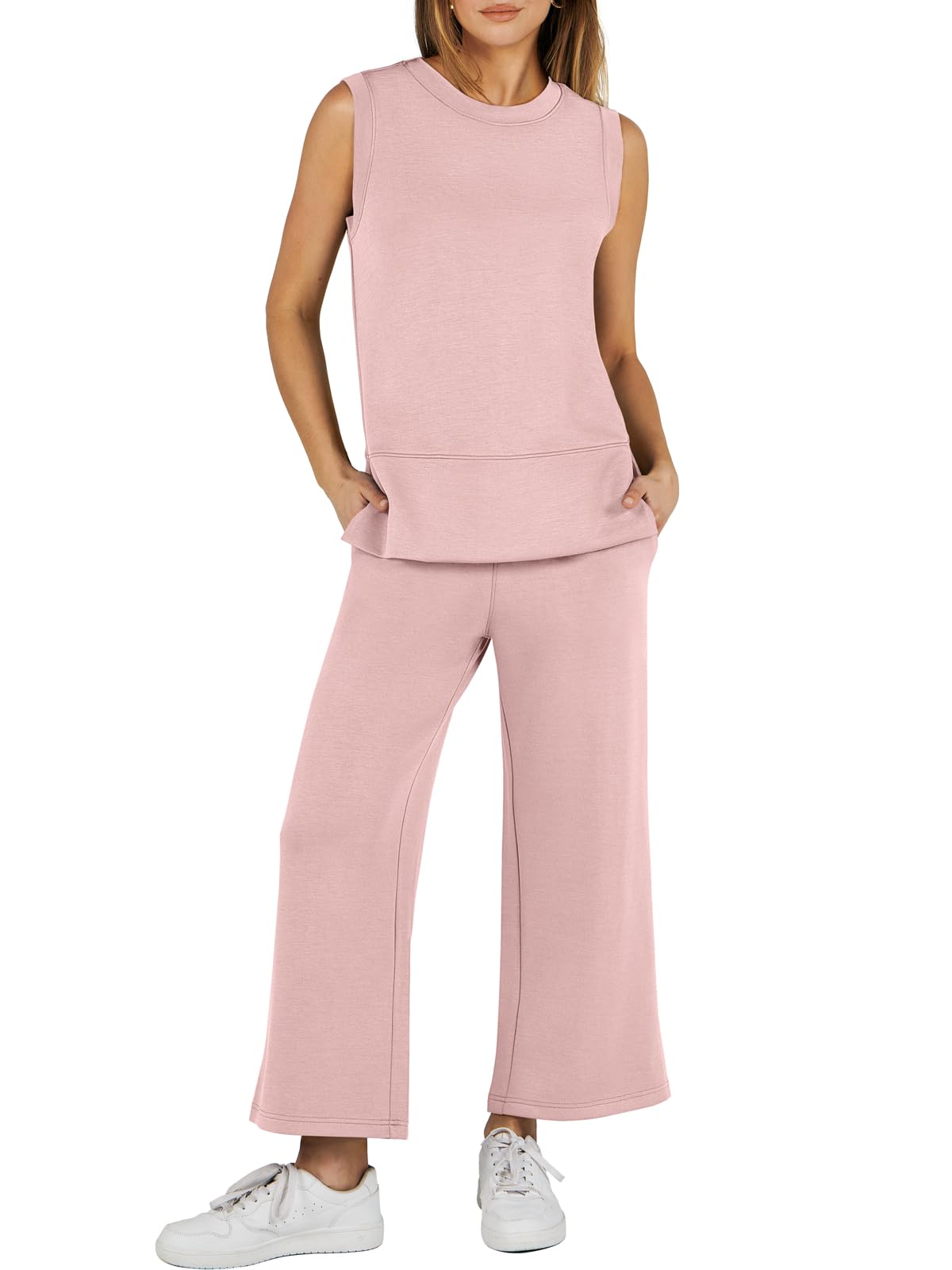 Women's Sleeveless Wide Leg Tracksuits 2 Piece Sets (Buy 2 Free Shipping)