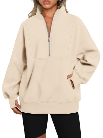 Women's Half Zip Oversized Sweatshirt with Pockerts (Buy 2 Free Shipping)