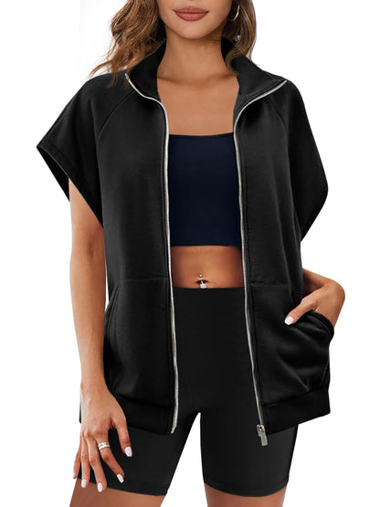 Women's Zip Up Sleeveless Sweatshirt With Pockets (Buy 2 Free Shipping)