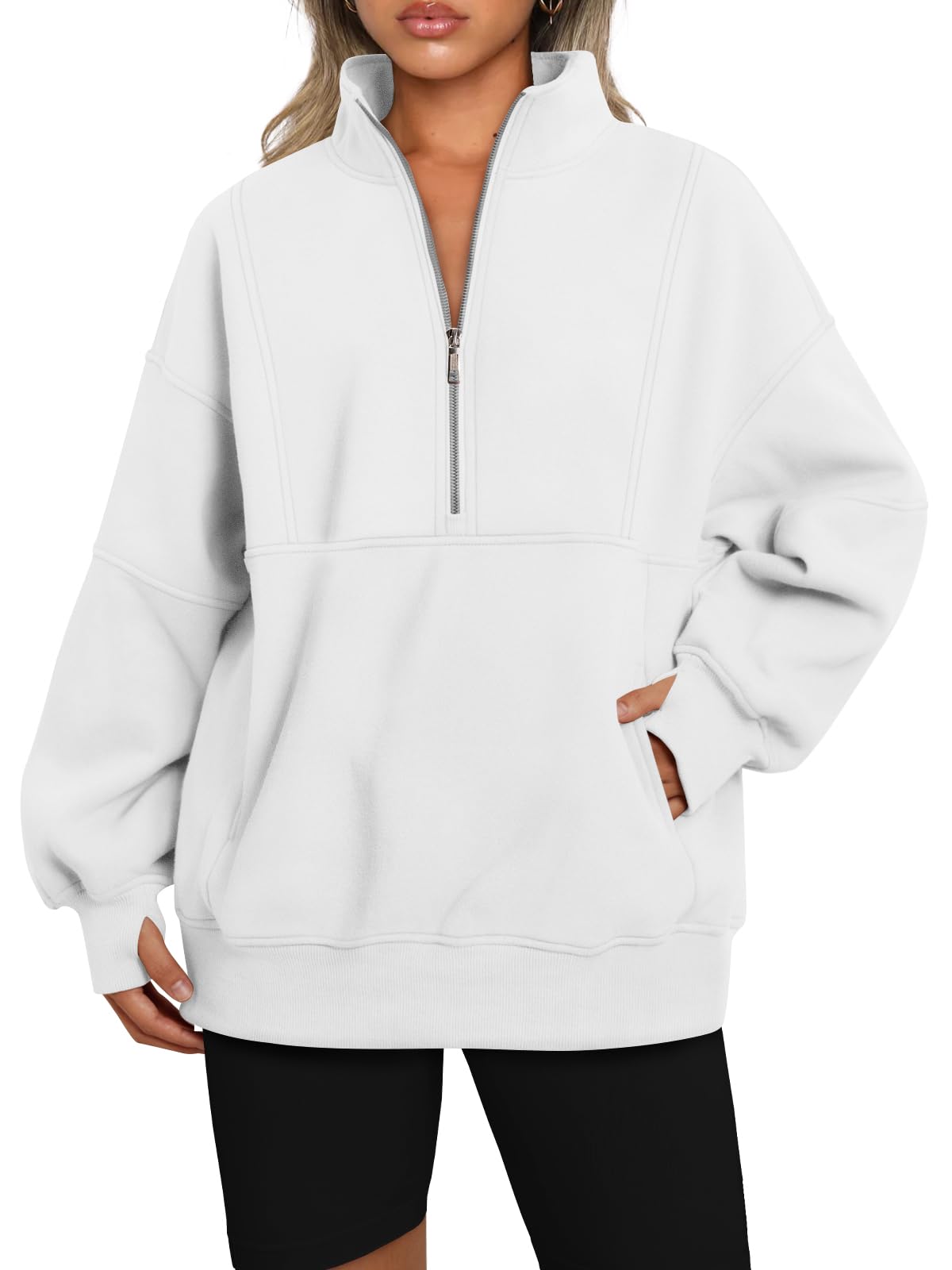 Women's Half Zip Oversized Sweatshirt with Pockerts (Buy 2 Free Shipping)