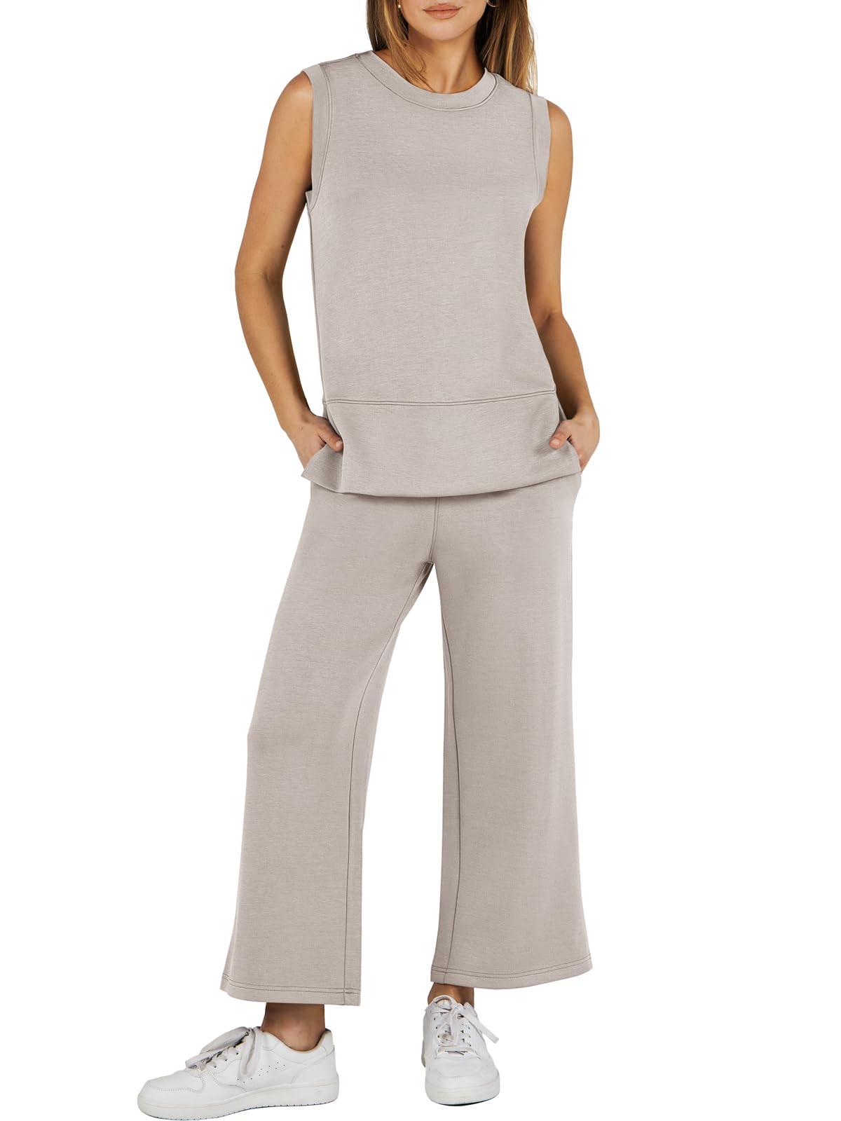 Women's Sleeveless Wide Leg Tracksuits 2 Piece Sets (Buy 2 Free Shipping)