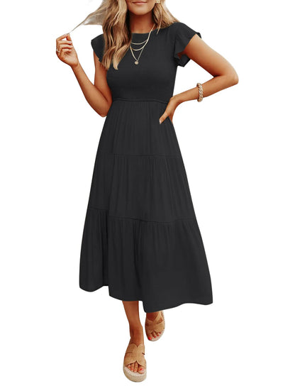 Women's Summer Casual Flutter Short Midi Dress