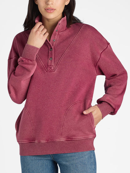 2024 New Mock Neck Henley Pullover Sweatshirt (Buy 2 Free Shipping)