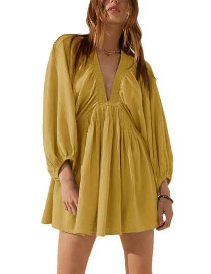 Women's Casual Loose Flowing V-Neck Dresses（Buy 2 Free Shipping）