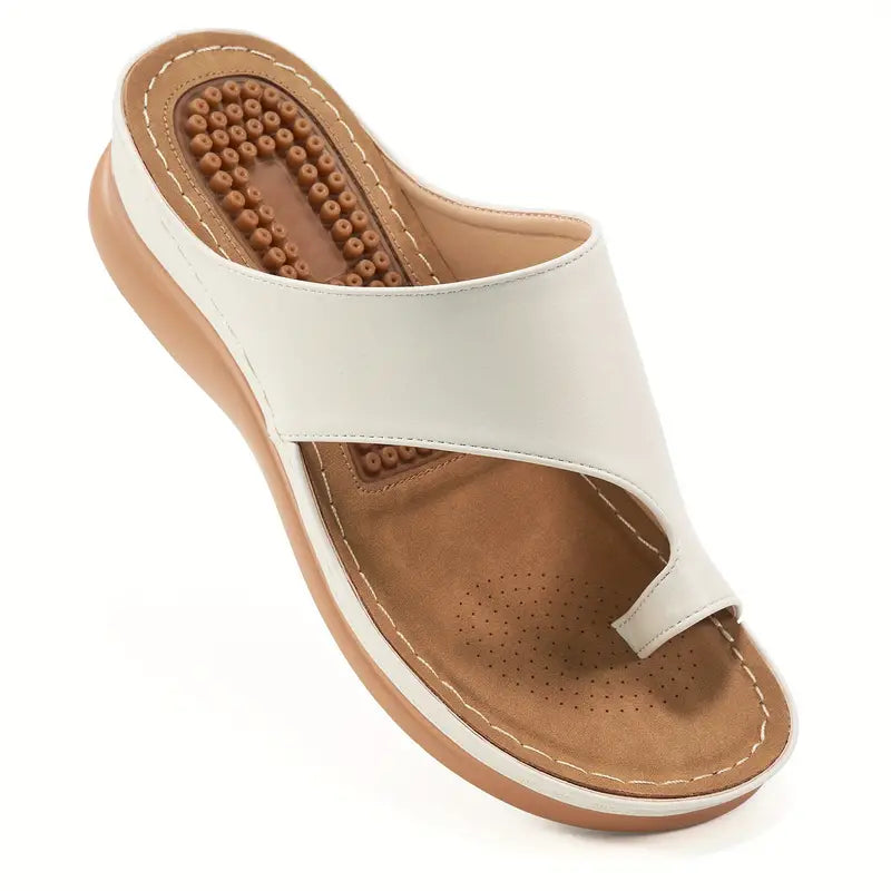 Comfy & Chic Slip-On Sandals for Women: Arch Support, Round Toe, Platform Heel, Strappy Back - Perfect for Casual Outdoors