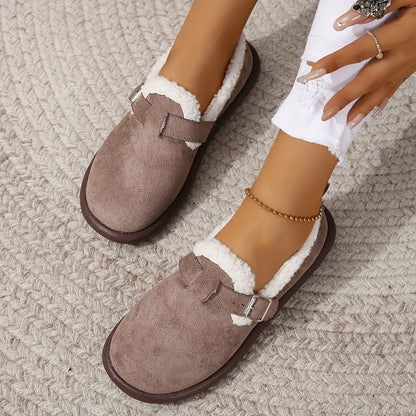 🔥Black Friday 50% OFF - Women's Plush Round Toe Slip-On Orthopedic Shoes