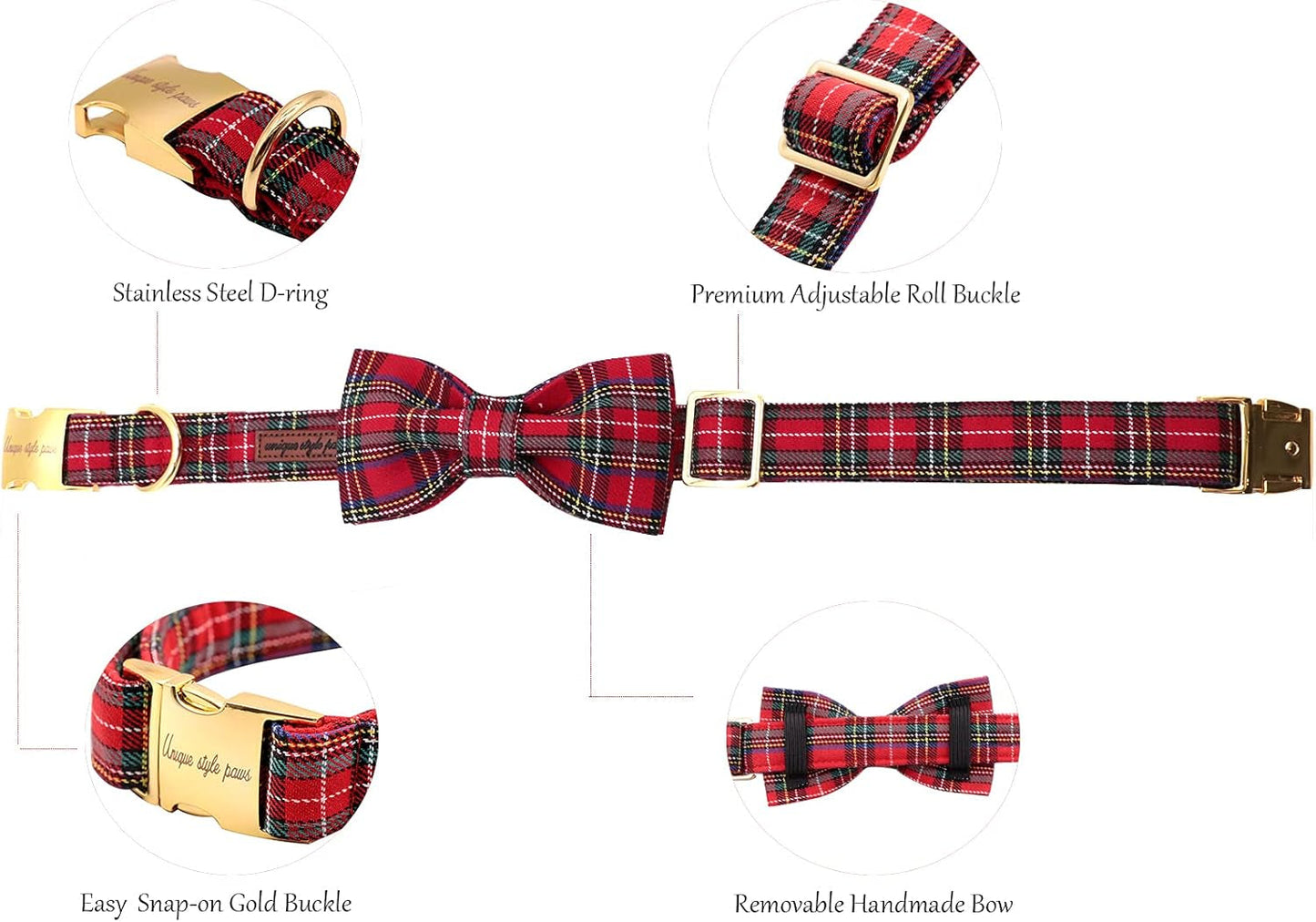 Red+Green Holiday Dog Bow Tie & Collar Set