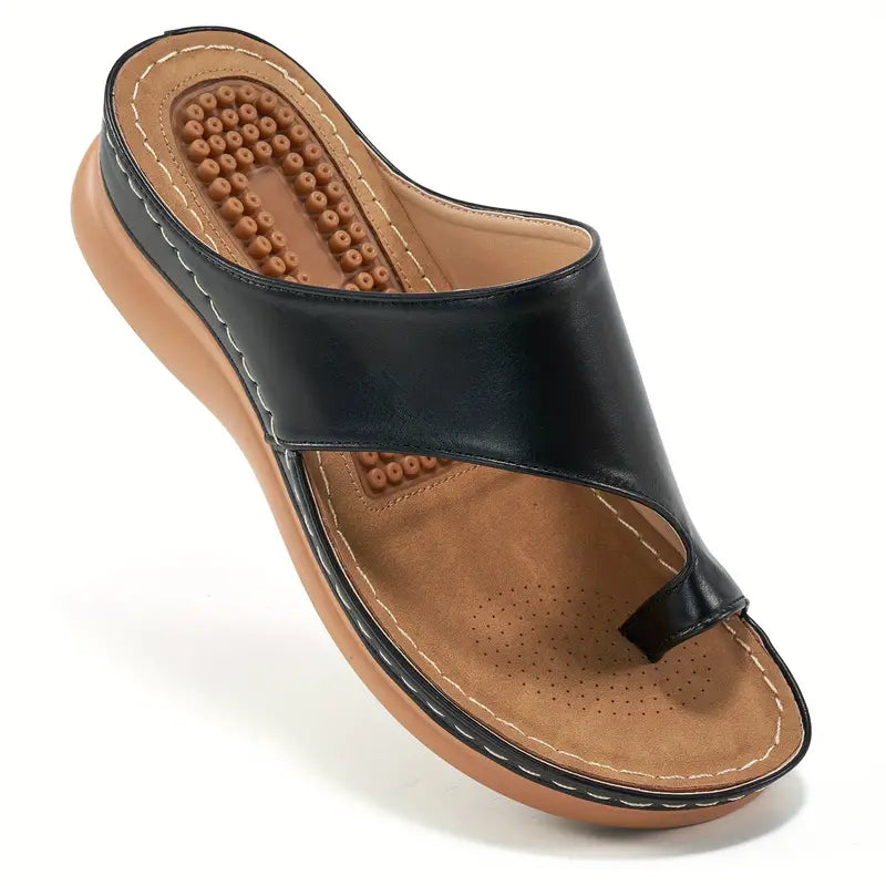 Comfy & Chic Slip-On Sandals for Women: Arch Support, Round Toe, Platform Heel, Strappy Back - Perfect for Casual Outdoors