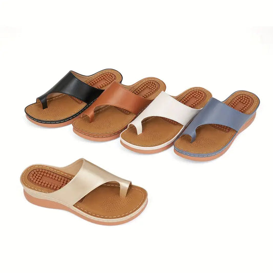 Comfy & Chic Slip-On Sandals for Women: Arch Support, Round Toe, Platform Heel, Strappy Back - Perfect for Casual Outdoors