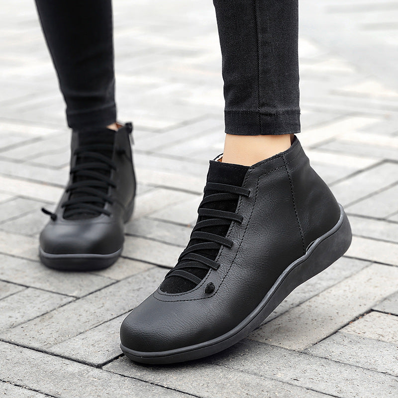 Premium Lace-Up Ankle Boots, Genuine Comfy Leather Boots