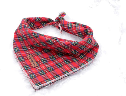 Red Plaid Dog Bandana