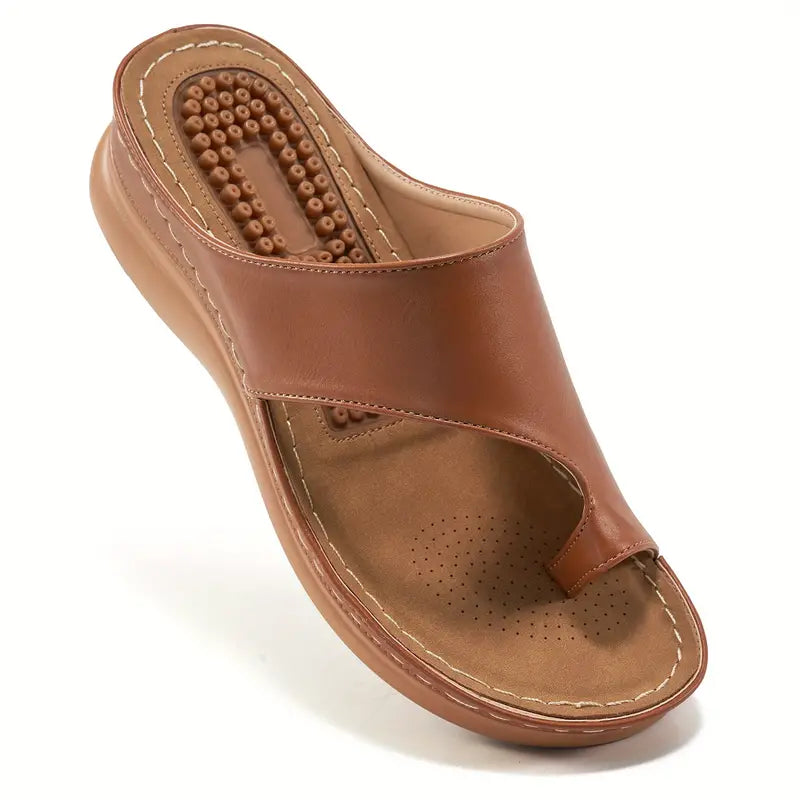 Comfy & Chic Slip-On Sandals for Women: Arch Support, Round Toe, Platform Heel, Strappy Back - Perfect for Casual Outdoors