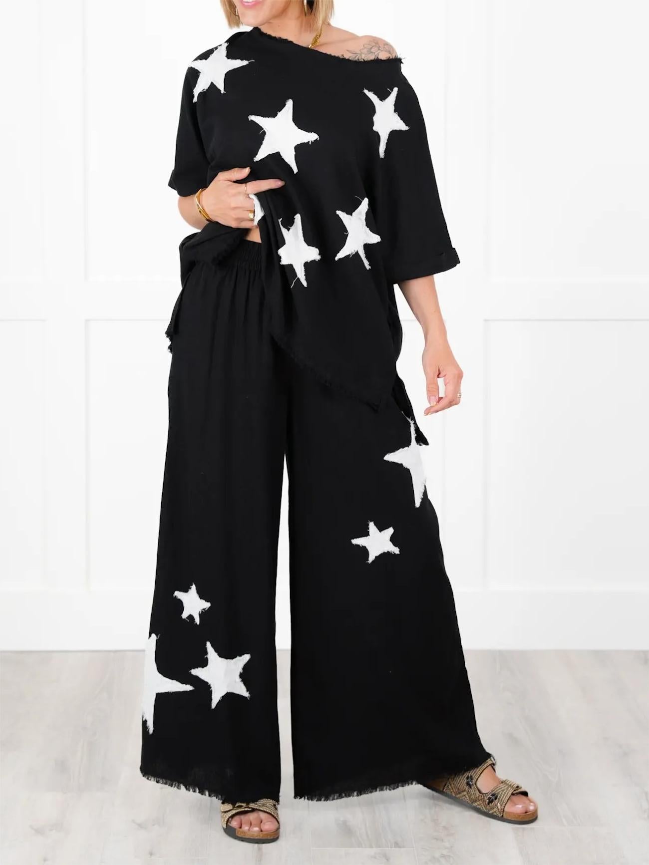 Women's Casual Star Patch Two Piece Set (Buy 2 Free Shipping)