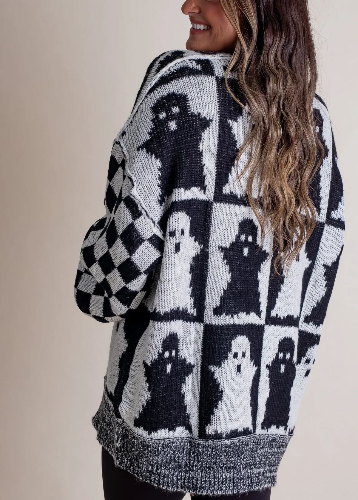 Women's Halloween Checkered Sweater - Spooky Season (Buy 2 Free Shipping)