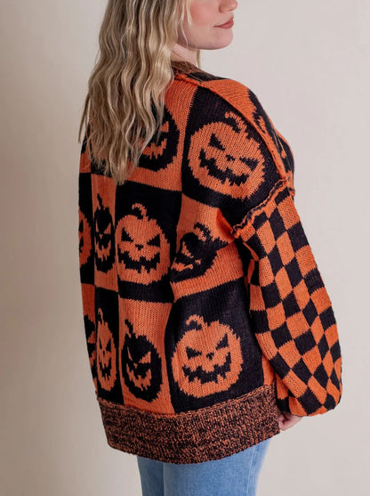 Women's Halloween Checkered Sweater - Spooky Season (Buy 2 Free Shipping)