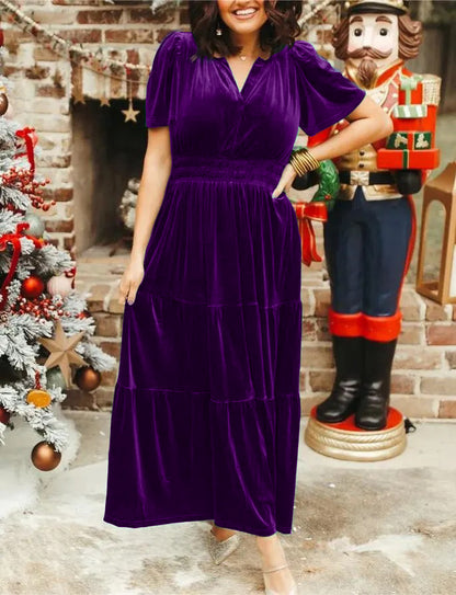 2024 New Women‘s Velvet Tiered Maxi Dress (Buy 2 Free Shipping)