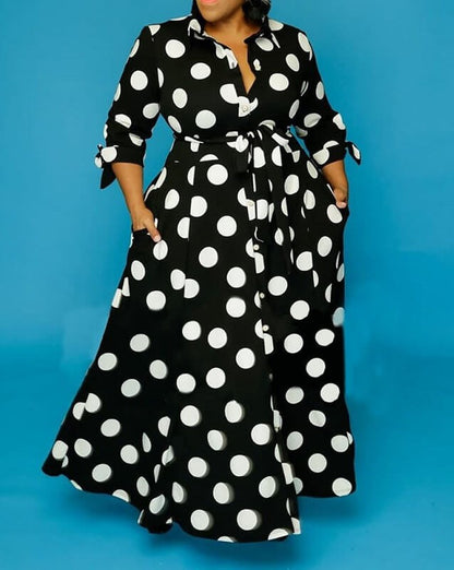 Women's Elegant Polka Dot Long Dress (Buy 2 Free Shipping)